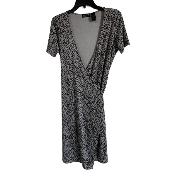 Vintage‎ Liz Claiborne Womens Small Gray Black Cheetah Animal Print Wrap - Picture 1 of 8
